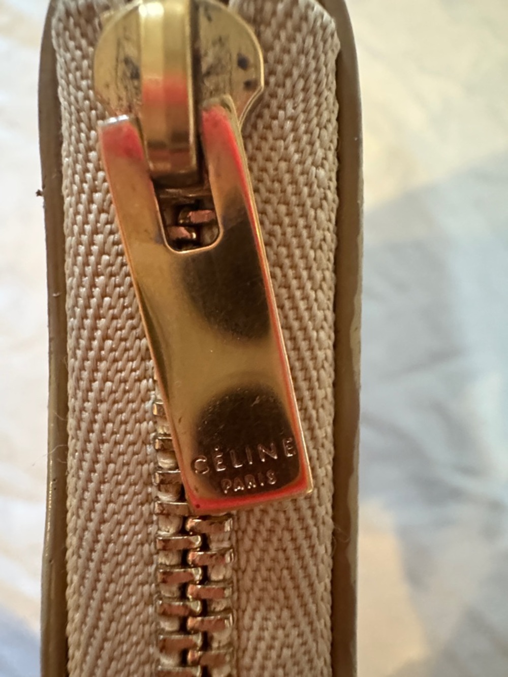 Celine Orange and Cream Zip-Around Wallet - Picture 3 of 6